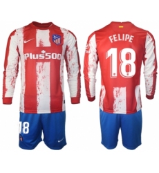 Men 2021-2022 Club Atletico Madrid home red Long Sleeve 18 Soccer Jersey