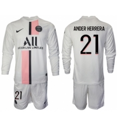Men 2021-2022 Club Paris St German away white Long Sleeve 21 Soccer Jersey