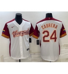 Men's Venezuela Baseball #24 Miguel Cabrera 2023 White World Baseball Classic Stitched Jersey