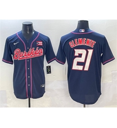 Men's Puerto Rico Baseball #21 Roberto Clemente Navy 2023 World Baseball Classic Stitched Jersey