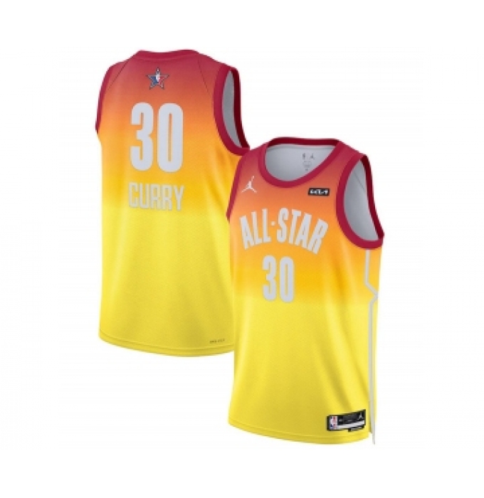 Men's 2023 All-Star #30 Stephen Curry Orange Game Swingman Stitched Basketball Jersey