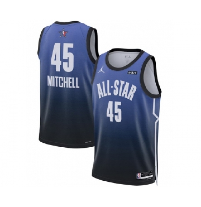 Men's 2023 All-Star #45 Donovan Mitchell Blue Game Swingman Stitched Basketball Jersey