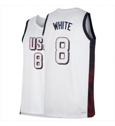 Men's USA 2024 Basketball Derrick #8 White White Jersey