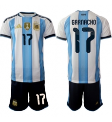 Men's Argentina #17 GARNACHO National Team FIFA x World Cup 2026 Home White On Field Jersey