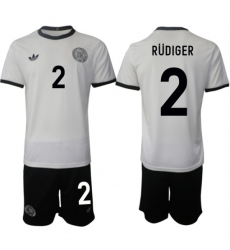 Men's Germany #2 Antonio Rüdiger White 2025 Home Soccer Jersey Suit