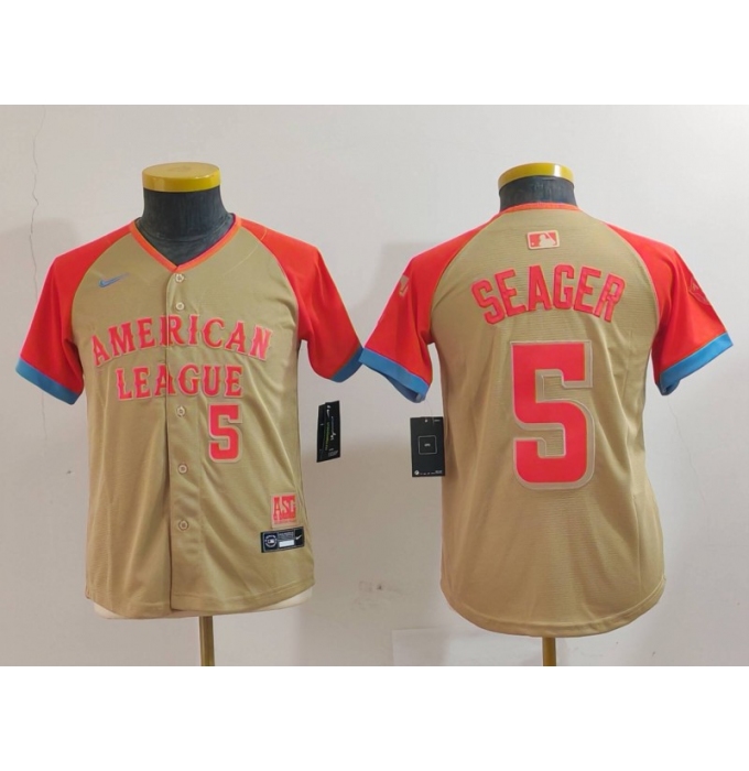 Youth Texas Rangers #5 Corey Seager Number Cream 2024 All Star Limited Stitched Jersey