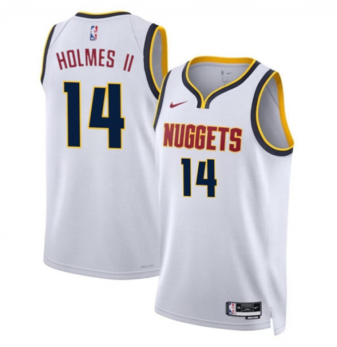 Men's Denver Nuggets #14 DaRon Holmes II White 2024 Draft Association Edition Stitched Basketball Jersey