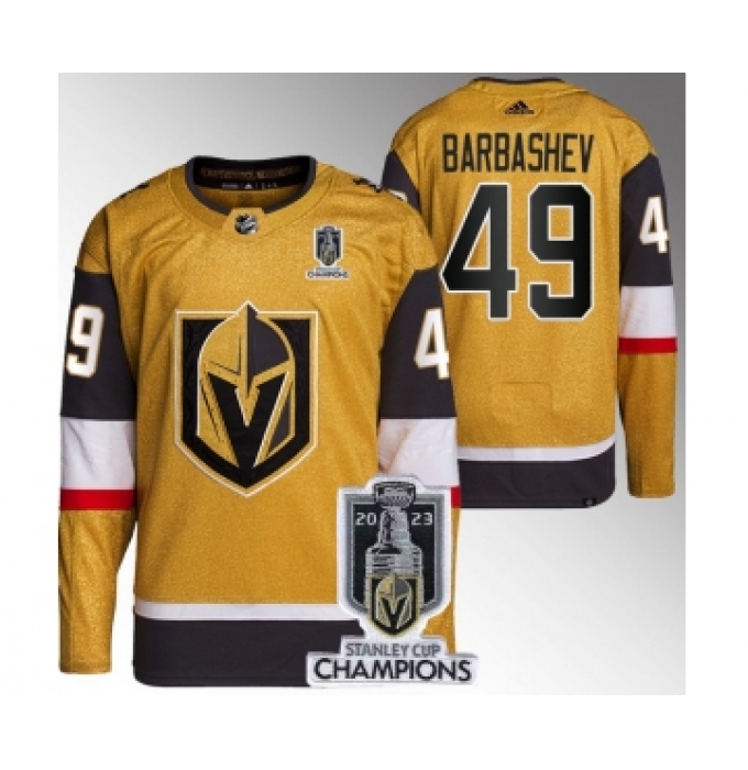 Men's Vegas Golden Knights #49 Ivan Barbashev Gold 2023 Stanley Cup Champions Stitched Jersey