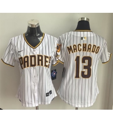Women's San Diego Padres #13 Manny Machado White Home Limited Stitched Baseball Jersey(Run Small)