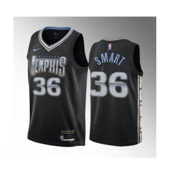 Men's Memphis Grizzlies #36 Marcus Smart Black 2023 Draft City Edition Stitched Basketball Jersey1