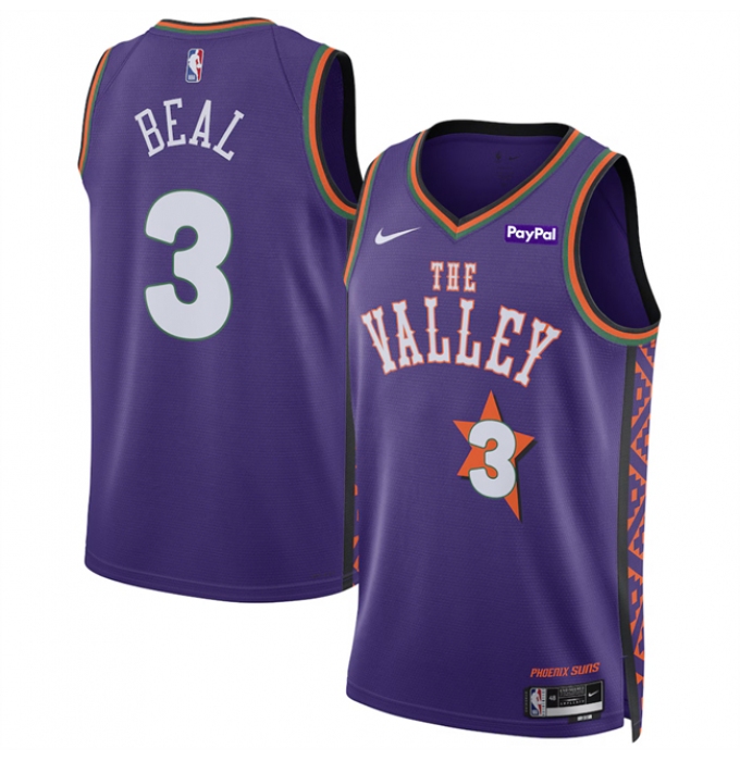 Men's Phoenix Suns #3 Bradley Beal Purple 2024-25 City Edition Stitched Basketball Jersey