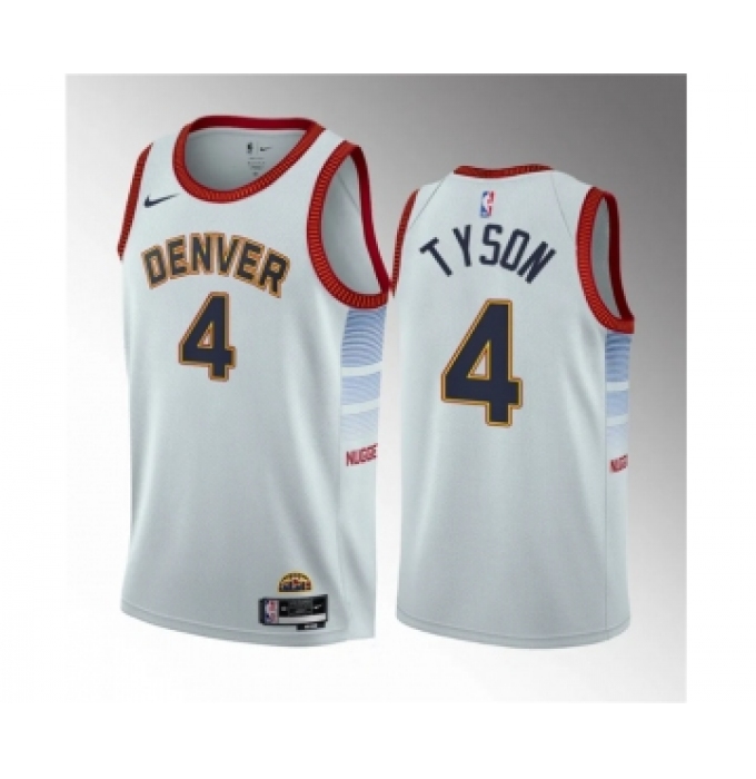 Men's Denver Nuggets #4 Hunter Tyson White 2023 Draft Icon Edition Stitched Basketball Jersey