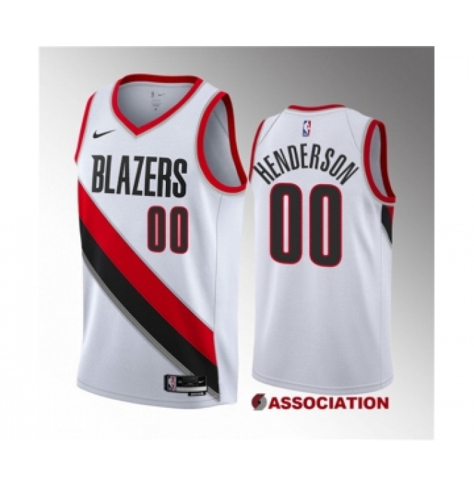 Men's Portland Trail Blazers #00 Scoot Henderson White 2023 Draft Association Edition Stitched Basketball Jersey