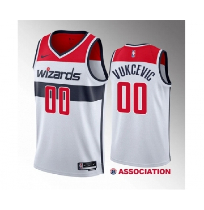 Men's Washington Wizards #00 Tristan Vukcevic White 2023 Draft Association Edition Stitched Jersey