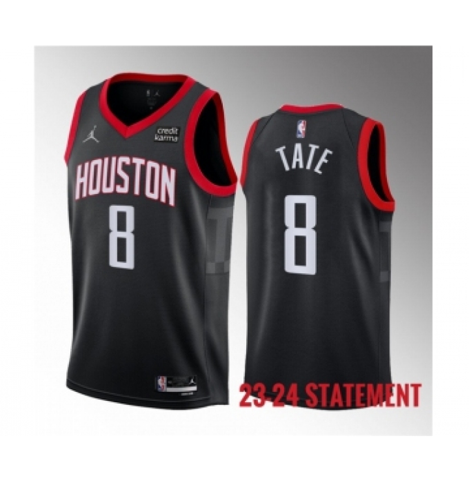Men's Houston Rockets #8 Jae'Sean Tate Black 2023 Statement Edition Stitched Basketball Jersey