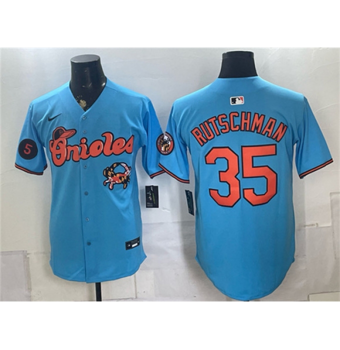 Men's Baltimore Orioles #35 Adley Rutschman Blue With Vapor Premier Limited Stitched Baseball Jersey