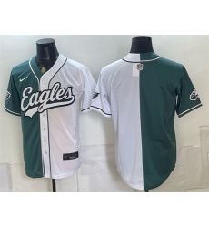 Men's Philadelphia Eagles Blank Green White Split Stitched Jersey