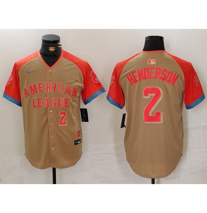 Men's Baltimore Orioles #2 Gunnar Henderson Number Cream 2024 All Star Limited Stitched Jersey