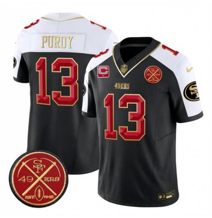 Men's San Francisco 49ers #13 Brock Purdy Black Alternate F.U.S.E. 1-Star C With Est.1946 Vapor Limited Football Stitched Jersey