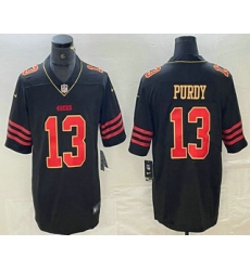 Men's San Francisco 49ers #13 Brock Purdy Black Gold Fashion Vapor Limited Stitched Jersey