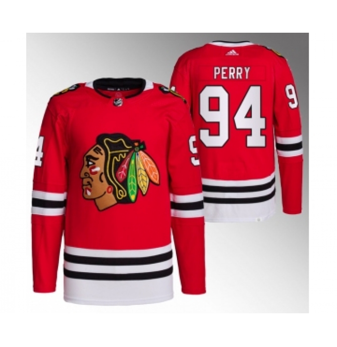 Men's Chicago Blackhawks #94 Corey Perry Red Stitched Hockey Jersey
