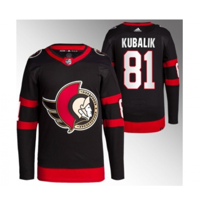 Men's Ottawa Senators #81 Dominik Kubalik Black Premier Breakaway Stitched Jersey