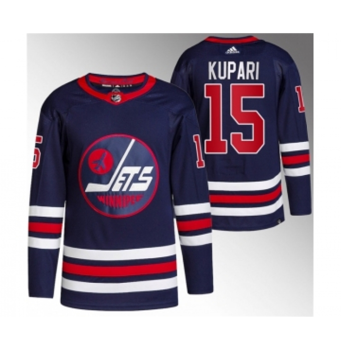 Men's Winnipeg Jets #15 Rasmus Kupari 2021-22 Navy Stitched Jersey