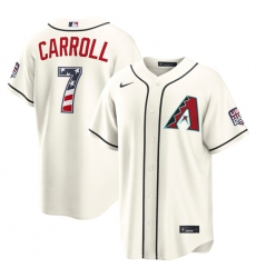 Men's Arizona Diamondbacks #7 Corbin Carroll Cream 2026 USA 250 Fourth of July Home Stadium Stitched Baseball Jersey
