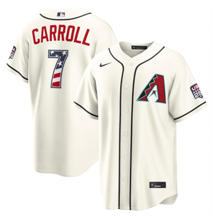 Men's Arizona Diamondbacks #7 Corbin Carroll Cream 2026 USA 250 Fourth of July Home Stadium Stitched Baseball Jersey