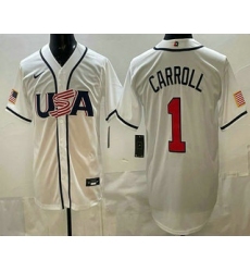 Men's USA #1 Corbin Carroll White 2026 World Baseball Classic Cool Base Jersey