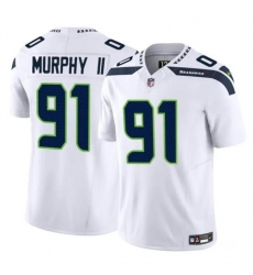 Men's Seattle Seahawks #91 Byron Murphy II White 2024 Draft F.U.S.E Vapor Limited Football Stitched Jersey