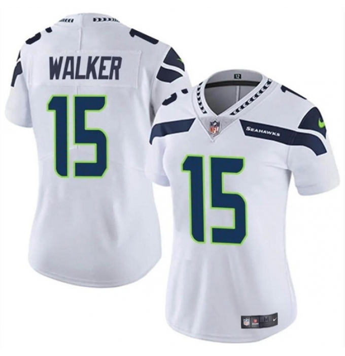Women's Seattle Seahawks #15 P.J. Walker White Vapor Limited Football Stitched Jersey