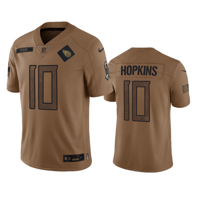 Men's Tennessee Titans #10 DeAndre Hopkins 2023 Brown Salute To Service Football Stitched Jersey