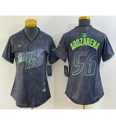 Women's Tampa Bay Rays #56 Randy Arozarena Charcoal 2024 City Connect Limited Stitched Jersey