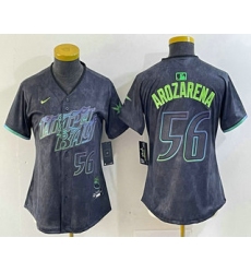 Women's Tampa Bay Rays #56 Randy Arozarena Number Charcoal 2024 City Connect Limited Stitched Jersey