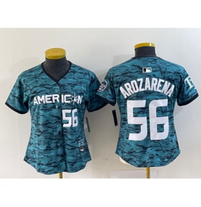 Women's Tampa Bay Rays #56 Randy Arozarena Number Teal 2023 All Star Cool Base Stitched Jersey