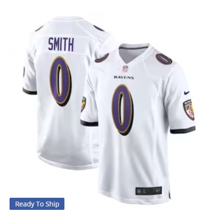 Men's Nike Baltimore Ravens #0 Roquan Smith White Team Limited Jersey