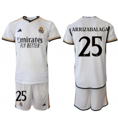 Men's Real Madrid #25 Arrizabalaga 2023-24 White Home Soccer Jersey