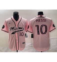 Men's Inter Miami CF #10 Lionel Messi Pink Cool Base Stitched Jersey