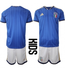 Youth Italy Blank National Team FIFA x World Cup 2026 Home Blue On Field Kids Jerseys