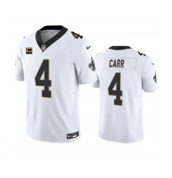 Men's Nike New Orleans Saints #4 Derek Carr White 2023 F.U.S.E. 4-Star C Vapor Untouchable Limited Football Stitched Jersey