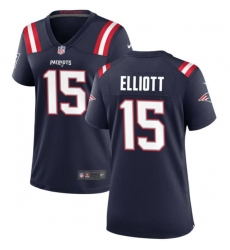Women's New England Patriots #15 Ezekiel Elliott Navy Stitched Jersey(Run Small)