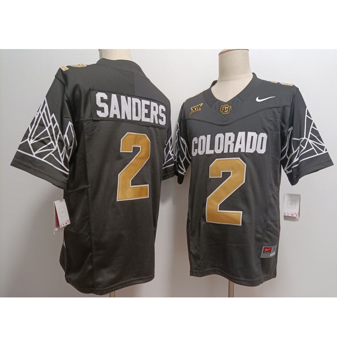 Men's Colorado Buffaloes #2 Shedeur Sanders Black Gold With XII FUSE Vapor Stitched Jersey