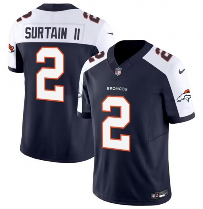 Men's Denver Broncos #2 Pat Surtain II Navy 2024 Draft F.U.S.E. Alternate Vapor Limited Stitched Jersey