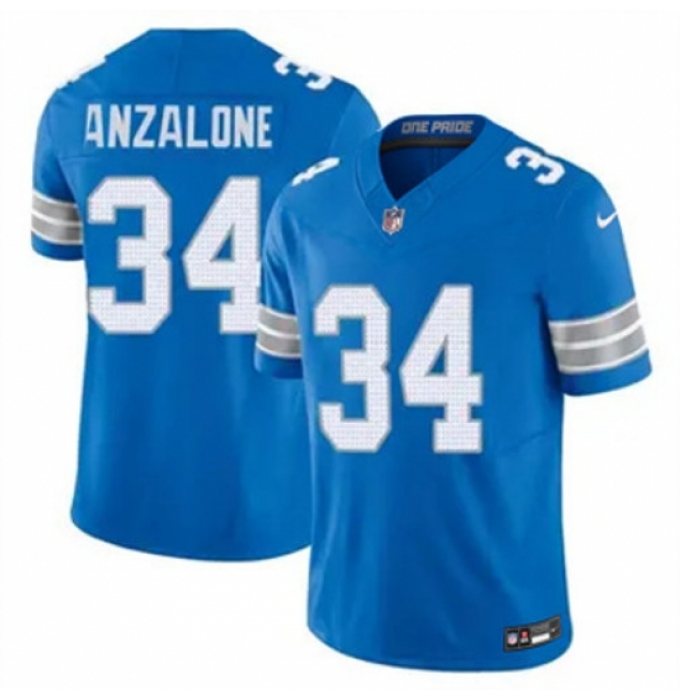 Men's Detroit Lions #34 Alex Anzalone Blue Vapor Stitched Nike NFL Jersey