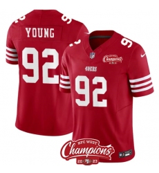 Men's San Francisco 49ers #92 Chase Young Red 2023 F.U.S.E. NFC West Champions Football Stitched Jersey