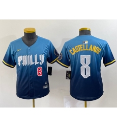 Women's Philadelphia Phillies #8 Nick Castellanos Blue 2024 City Connect Limited Stitched Jerseys
