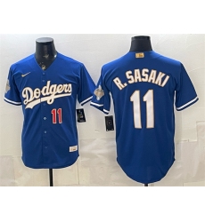 Men's Los Angeles Dodgers #11 Roki Sasaki Royal 2026 Alternate Gold Collection Stadium Stitched Baseball Jersey