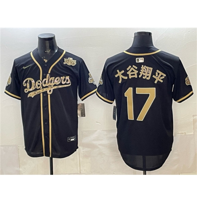Men's Los Angeles Dodgers #17 大谷翔平 Black Military Appreciation Game Day Stitched Baseball Jersey