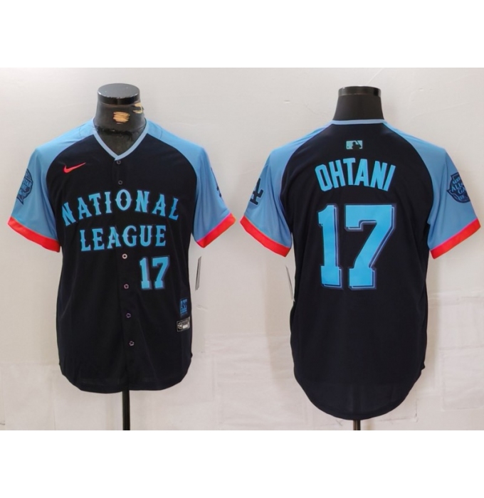 Men's Los Angeles Dodgers #17 Shohei Ohtani Number Navy 2024 All Star Limited Stitched Jersey